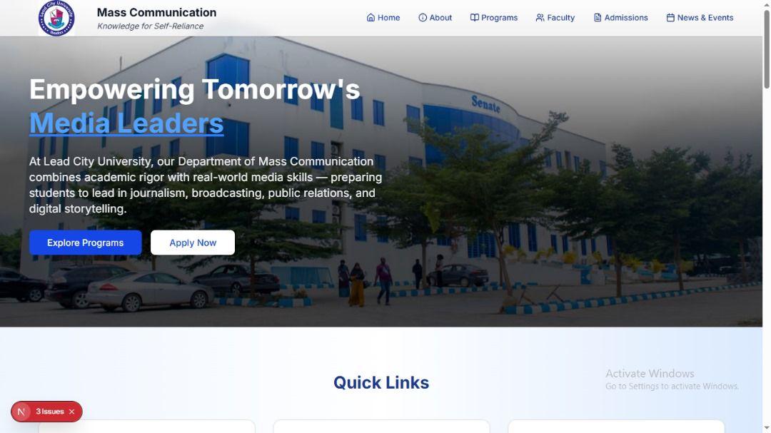 Mass Communication Department Website